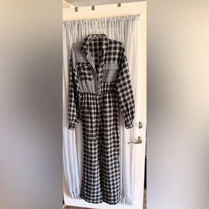 PrettyLittleThing Black and White Checkered Jumpsuit Size 6